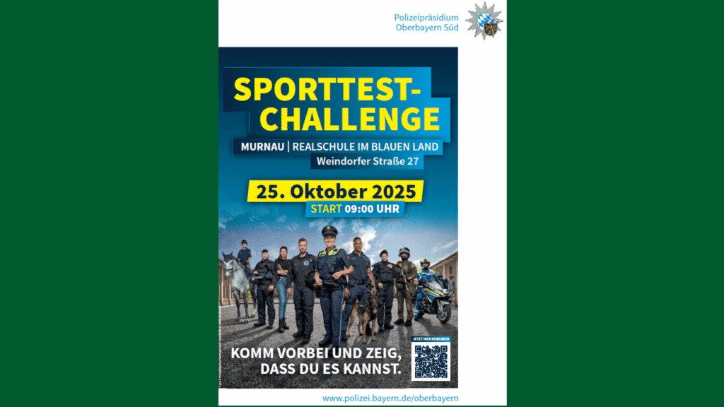 nformationsplakat zur Sporttest Challenge der Polizei
