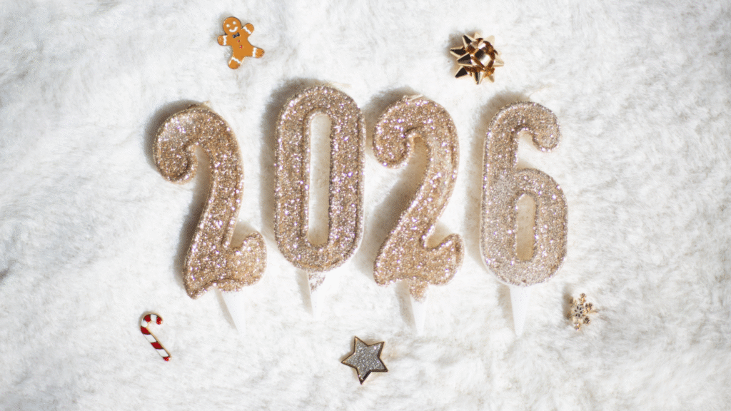 Die Zahl 2026 auf weißem Hintergrund