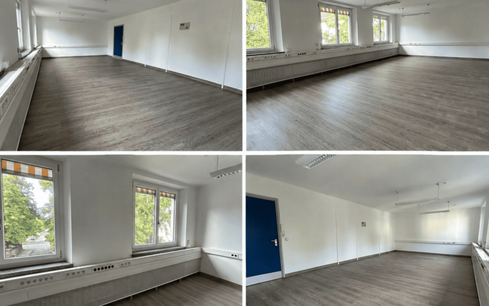 Böick in einen leeren Bürorraum im Geb. 120F im Kemmelpark
