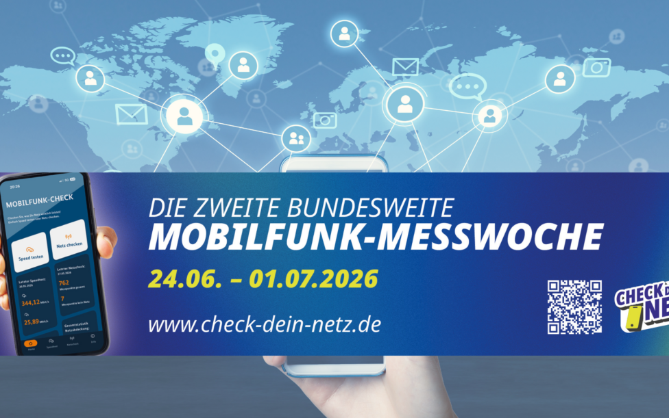 Werbeplakat für die Mobilfunkmesswoche vom 24.06. bis 01.07.2026