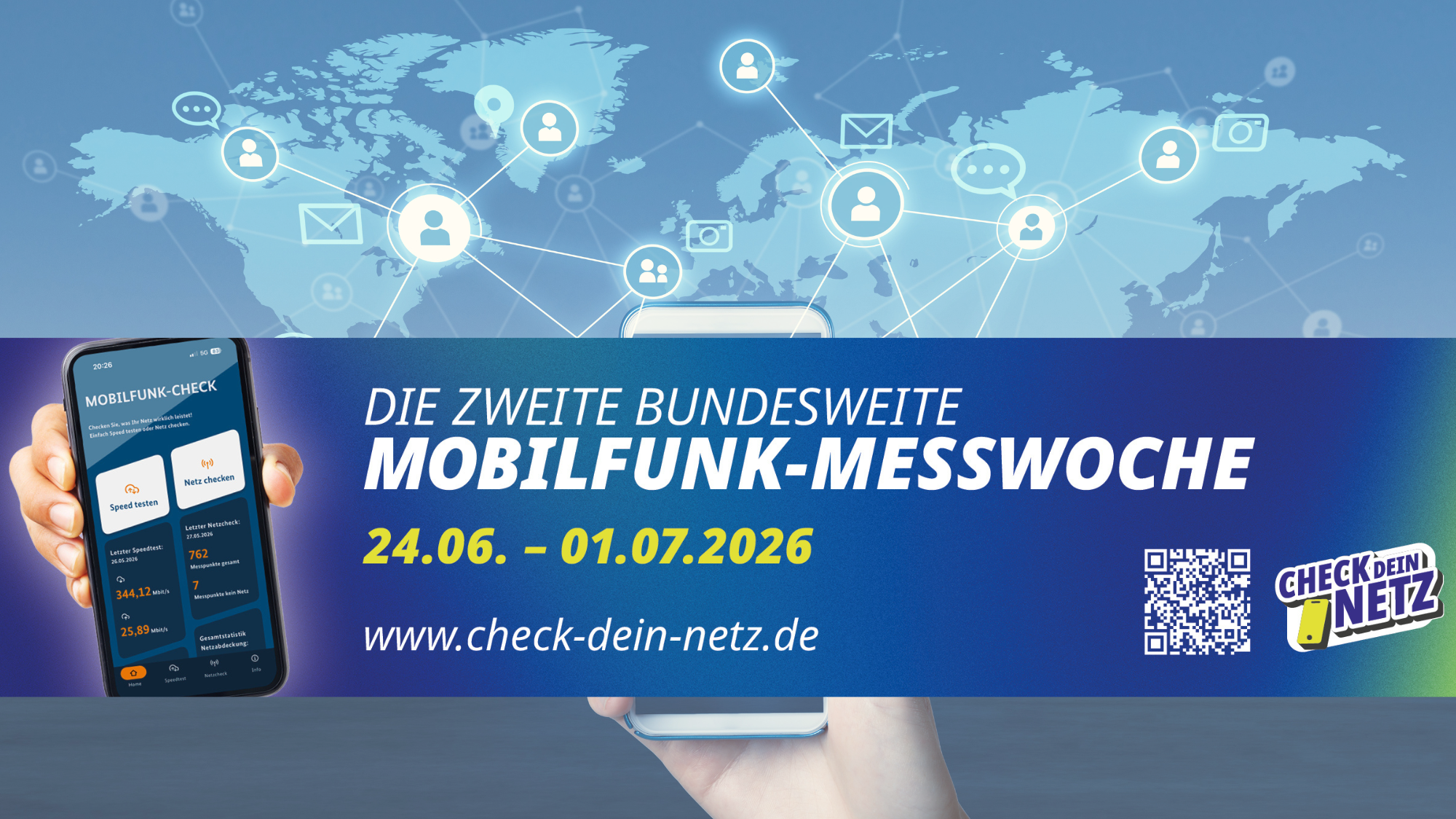 Werbeplakat für die Mobilfunkmesswoche vom 24.06. bis 01.07.2026