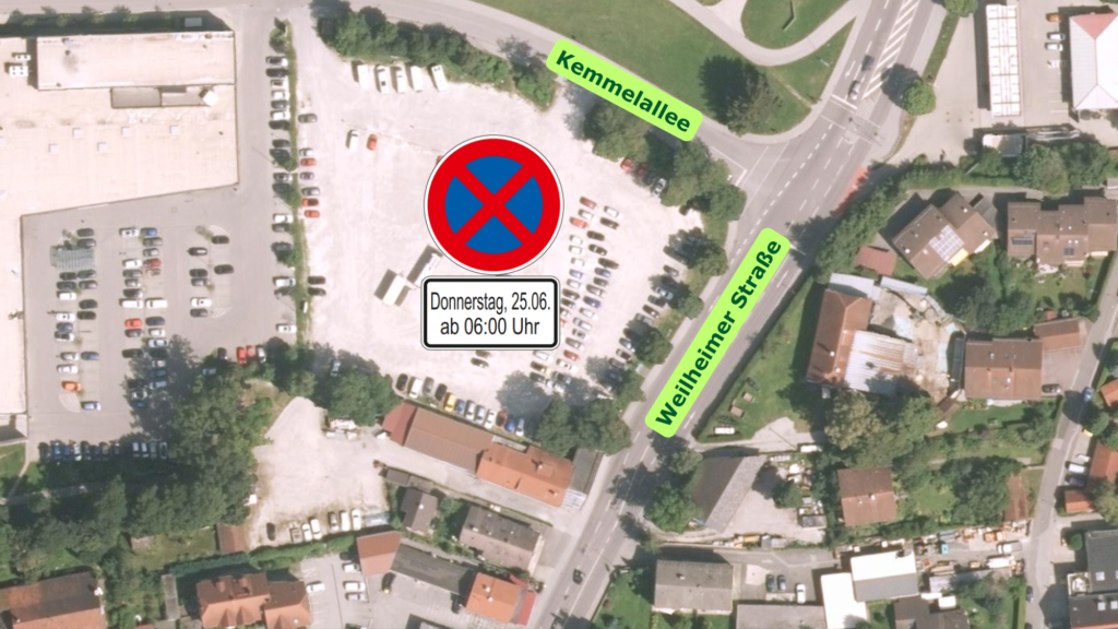 Kartenausschnitt zeigt den Murnauer Volksfestplatz