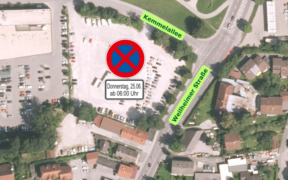Kartenausschnitt zeigt den Murnauer Volksfestplatz