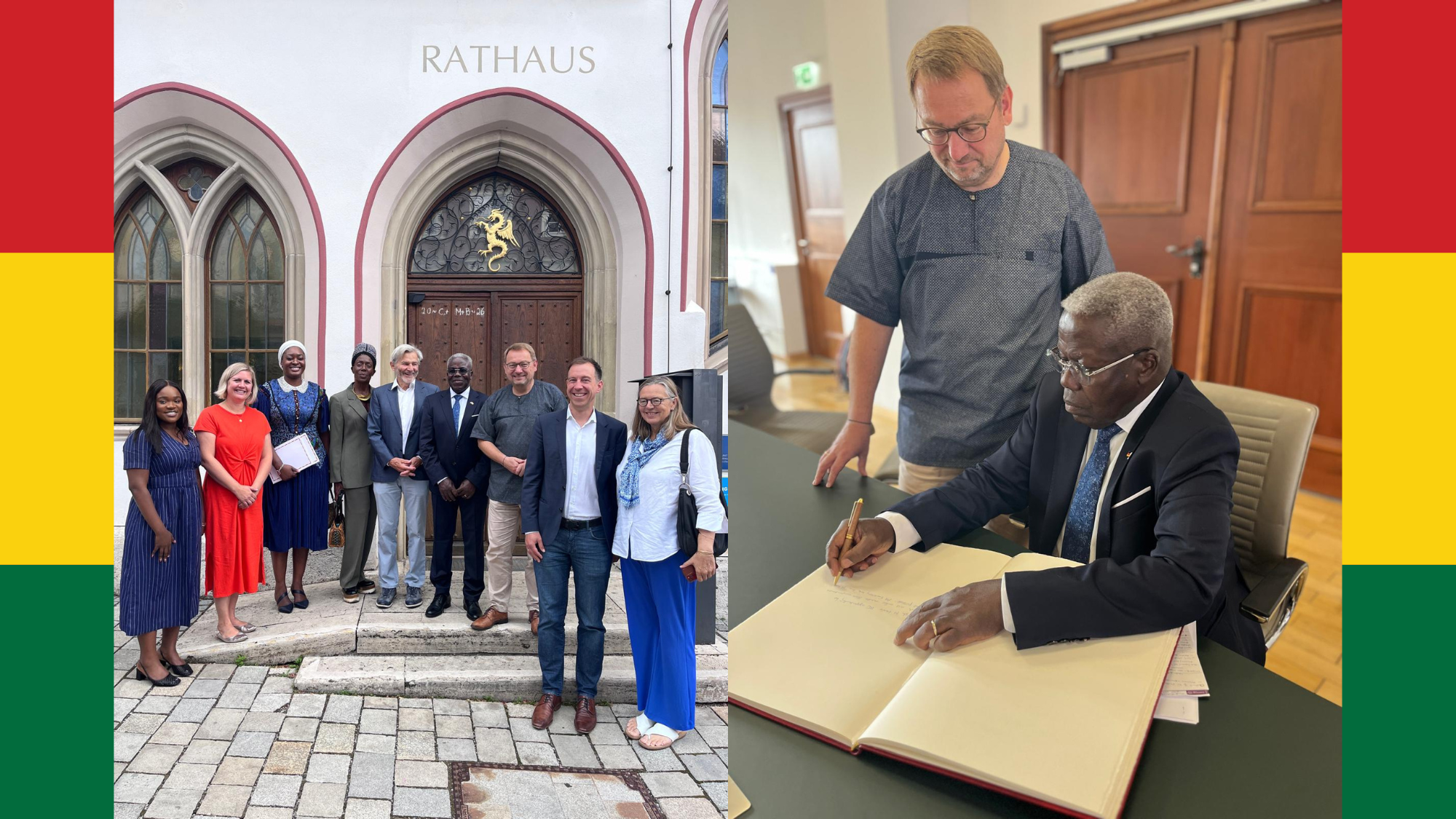Botschafter der Republik Ghana in Deutschland zu Besuch in Murnau. : Empfang vor dem Rathaus und Eintrag des Botschafters ins Goldene Buch des Marktes Murnau.