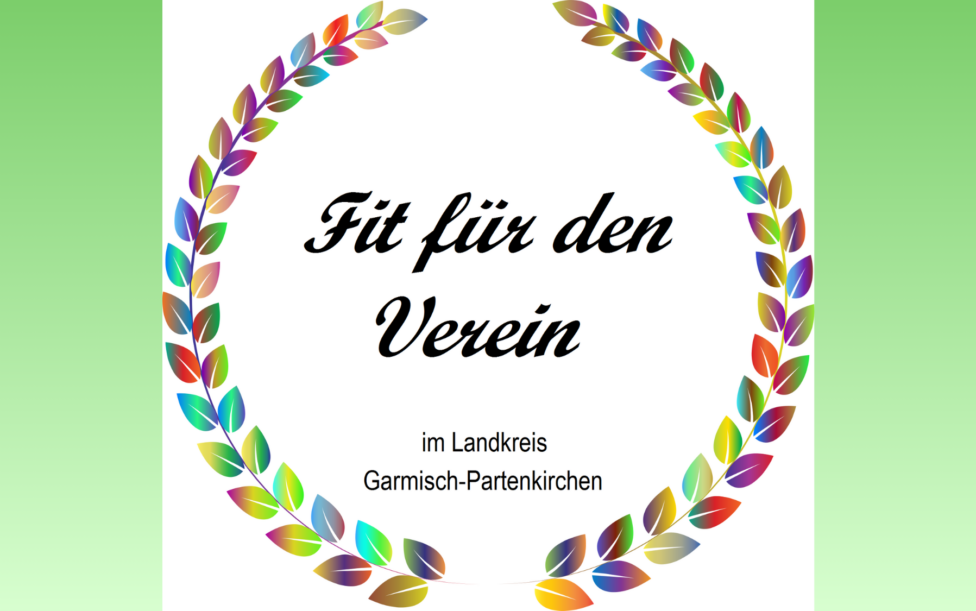 Ein Logo desFreiwilligen-Zentrums "Auf geht's!" bestehend aus einem bunten Blätterkranz mit der Aufschrift "Fit für den Verein"