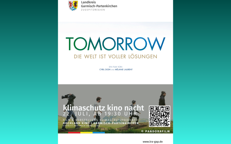 Plakat zur Bewerbung der Klimaschutz Kino Nacht am 22.07.2026 in Garmisch-Partenkirchen (c) Landratsamt Garmisch-Partenkirchen und (c) Pandorafilm