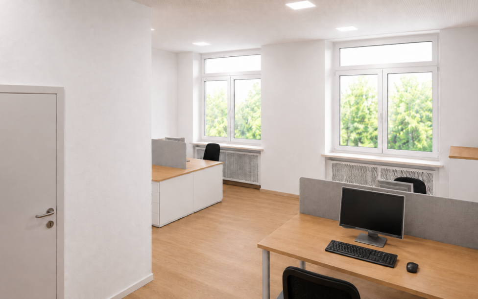 Blick in einen modernen Büroraum im Murnauer Unternehmensquartier