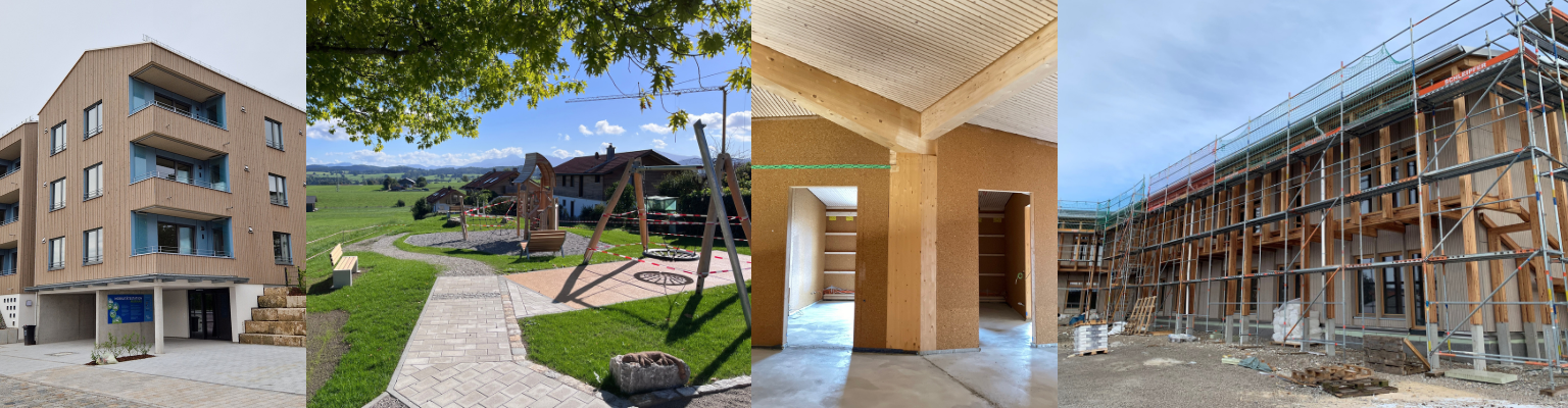 Bauprojekte Header - verschiedene Baumaßnahmen (kommunaler Wohnungsbau, inklusive Spiel- und Begegnungsstätte, Kita St. Nikolaus)
