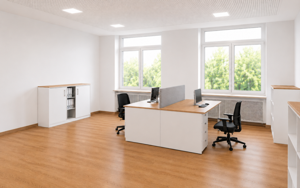 Blick in eine moderne Büroeinheit im Unternehmensquartier Murnau